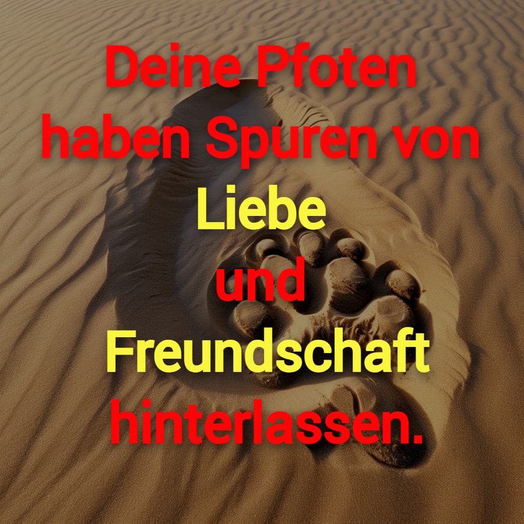 Deine Pfoten haben Spuren von Liebe und Freundschaft hinterlassen.