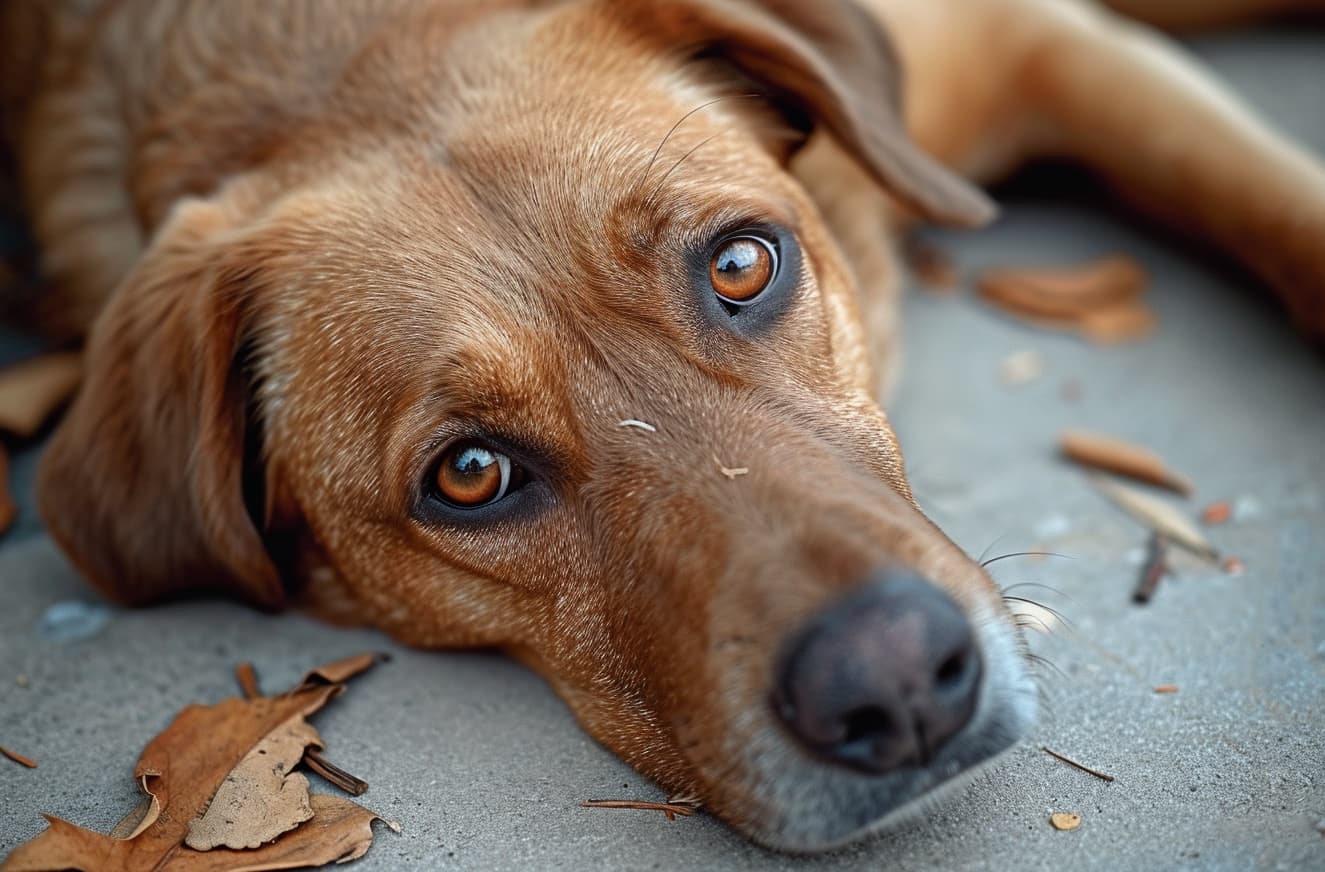 Kranker Hund mit Giardien-Infektion