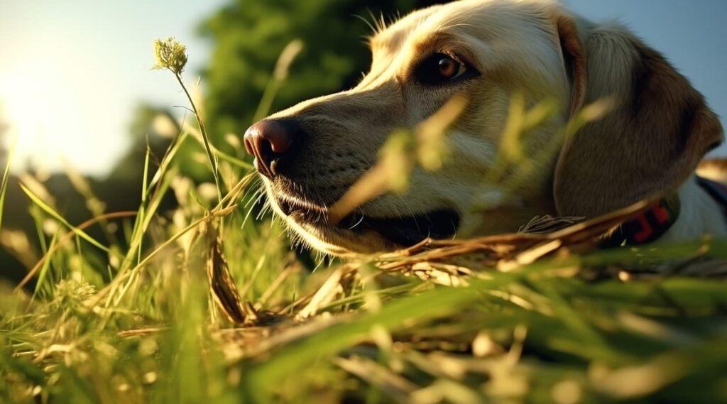 Manchmal fressen Hunde Gras, um ihre Verdauung zu unterstützen. 