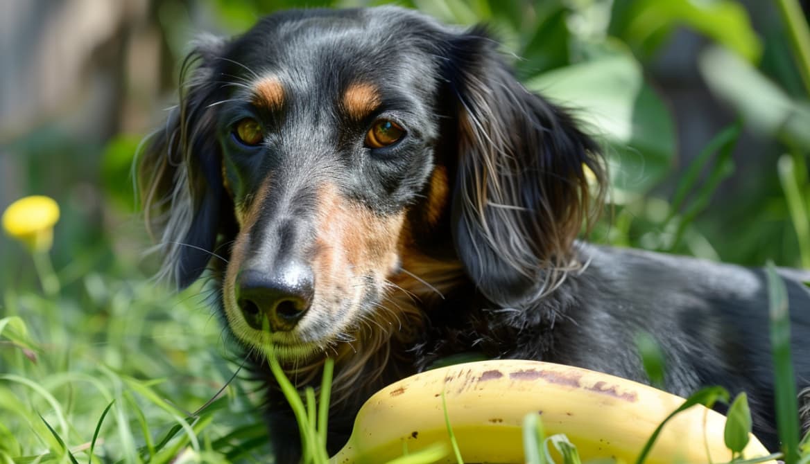 Auch Dackel lieben Bananen als Leckerli
