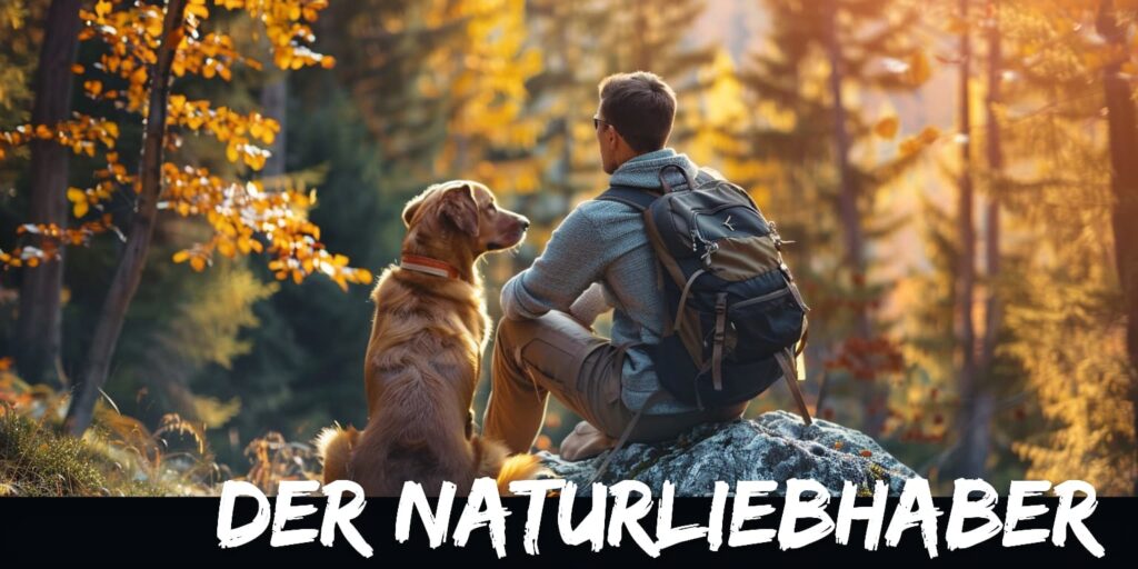 Der Naturliebhaber mit Hund im Wald