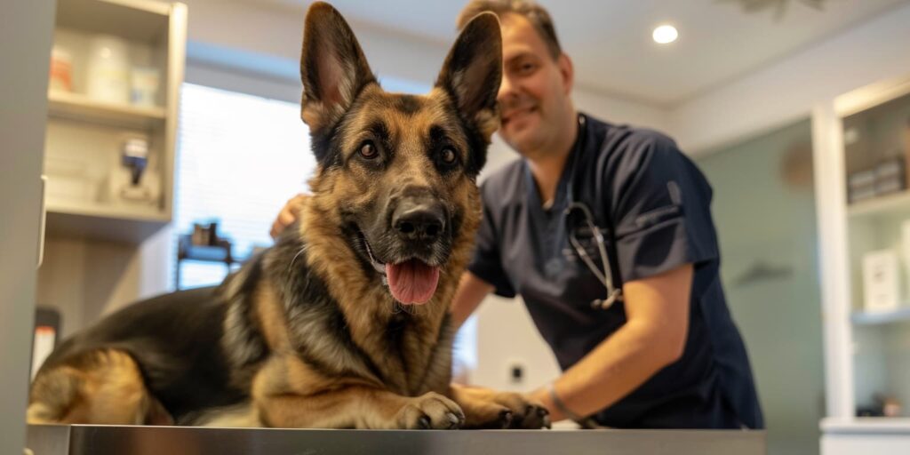 Hund beim Röntgen beim Tiearzt