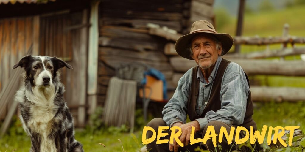 Der Landwirt mit Hofhund