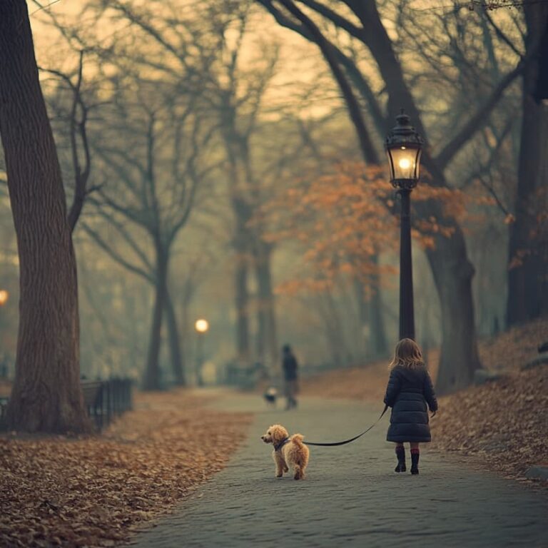 Kind geht Gassi mit Hund