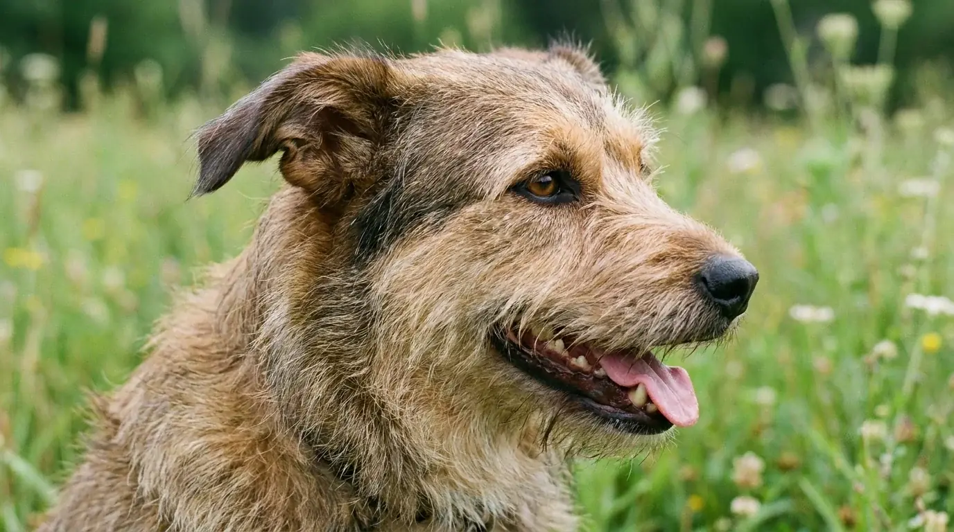 Nahaufnahme eines entspannten Hundes im Profil mit lockeren Ohren und weichem Blick, Themenblock Ausdrucksverhalten